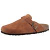 Clog MAN'S WORLD, Herren, Gr. 42, braun (cognac), Veloursleder, klassisch, Schuhe, Schlappen, Sommerschuh, Hausschuh mit vorgeformtem Fußbett