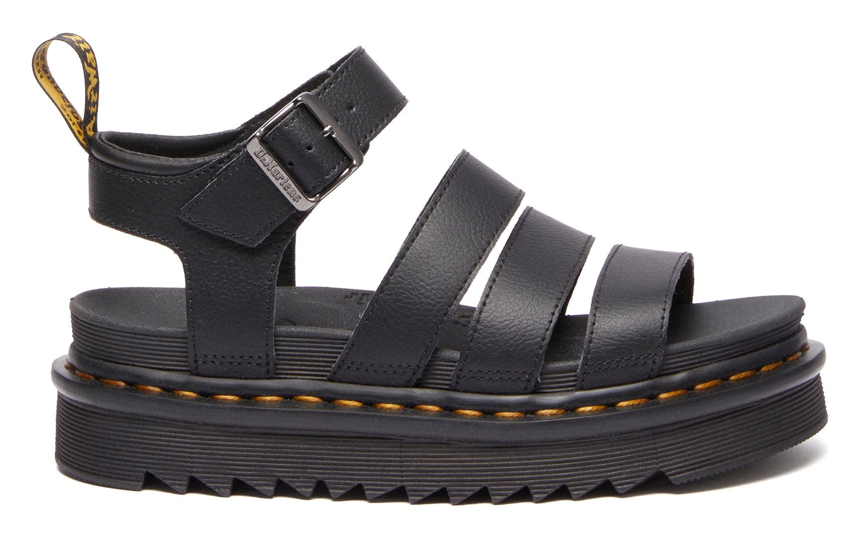 Sandale DR. MARTENS "Blaire", Damen, Gr. 40, schwarz, Leder, Schuhe Sandale, Plateausandale, Riemchensandale, mit Anziehlasche