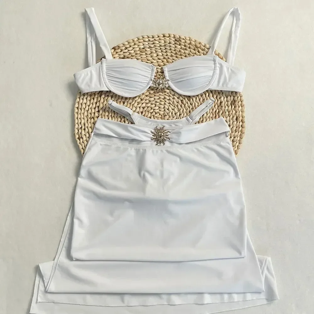 Neue Badebekleidung für Frauen, Badeanzug, 3-teiliges Set, Bikini, langer Rock, Badeanzug, weibliche Badende, Sommer, Strand, Badeanzug, Strandmode, Biquini Image