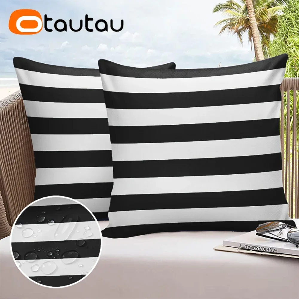 Otautau Outdoor Sofa Kissen bezug ohne Füllstoff Schwimmbad Strand Kissen bezug weichen wasserdichten Streifen Oxford Kissen kd021 Image