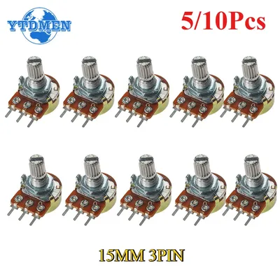 5/10PCS WH148 Potentiometer 15mm 3Pin Linear Taper Rotary 1K 2K 5K 10K 20K 50K 100K 250K 500K 1M Ohm Variable Widerstand Image