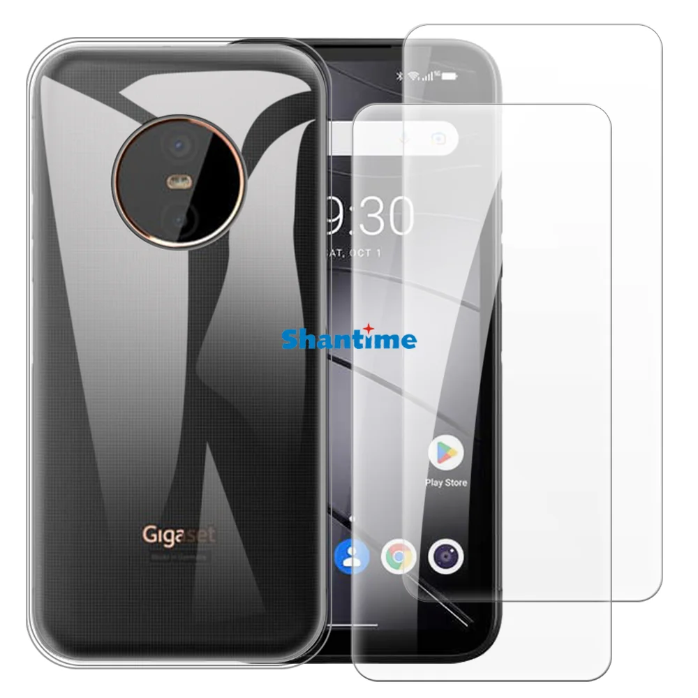 Weiche Hülle + 2er-Pack Displayschutzfolien aus gehärtetem Glas für Gigaset GX6, GX6 Pro Ganzkörperschutz Image