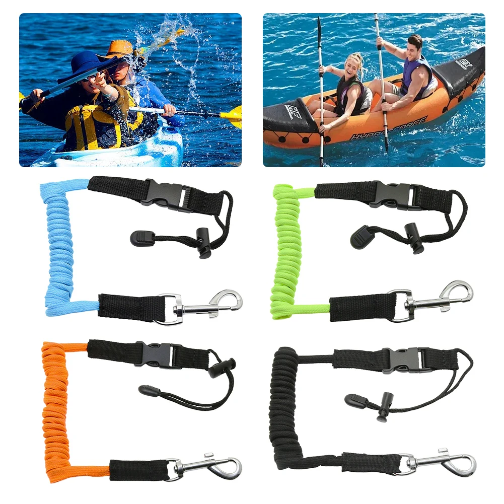 Kajak Paddel Leine elastische Kanu Leine verstellbare Sicherheits rute Halter Seil Surfen gewickeltes Lanyard für Kajak Kanu Surfbrett Image