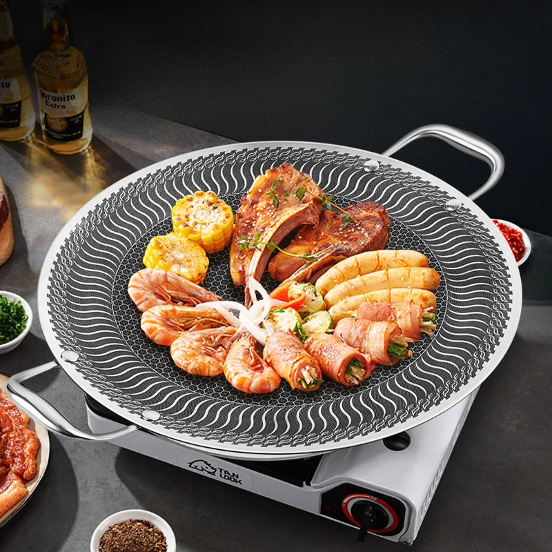 Home Outdoor-Grillplatte aus Edelstahl, Teppanyaki-Induktionsherd im koreanischen Stil, kann zum Braten von Backblech mit Feuer verwendet werden