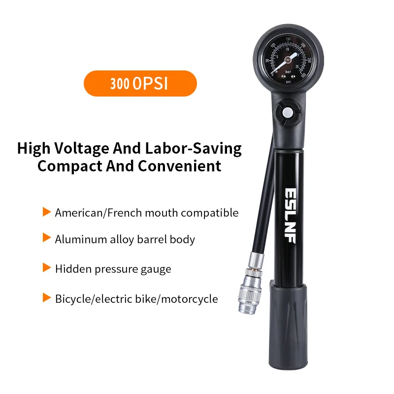 ESLNF 300PSI Fahrradpumpe American French Mouth Mountain Road Bike Visual Dial Luftpumpe Rding Equipment Image