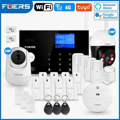 FUERS G34 Tuya Smart WIFI 4G Alarm System Wireless Home Einbrecher Alarm System Steuerung Sirene Motion Detektor Rauch sensor