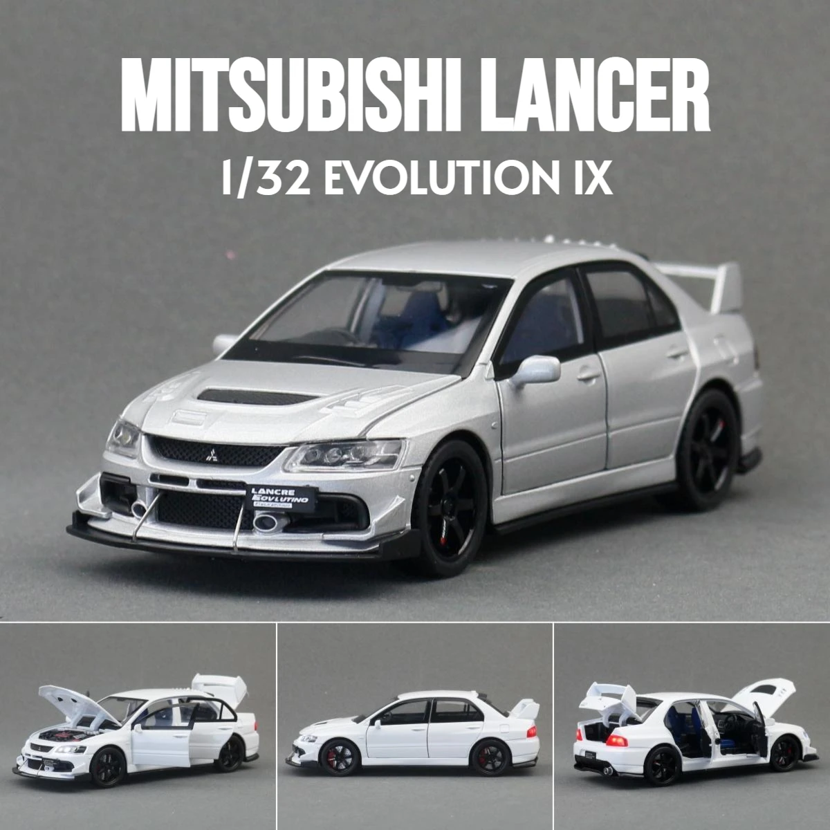 JDM 1:32 Mitsubishi Lancer Evolution Racing Spielzeugauto Modell Druckguss Metalllegierung Miniatur Sound & Licht Geschenk für Kinder Jungen Kind Image