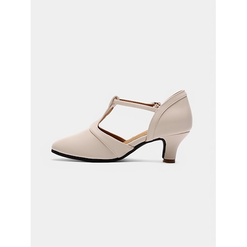 beige T-Riemen-Tanzschuhe – elegante Latein- und Standard-Performance-Absätze für Damen Image