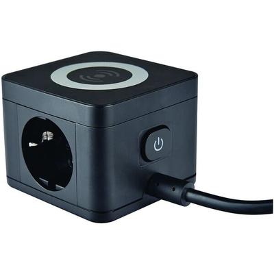 as-Schwabe 2-fach Tischsteckdose »QI-Wireless Ladestation« schwarz schwarz, 15.5x6.8x12.5 cm Image