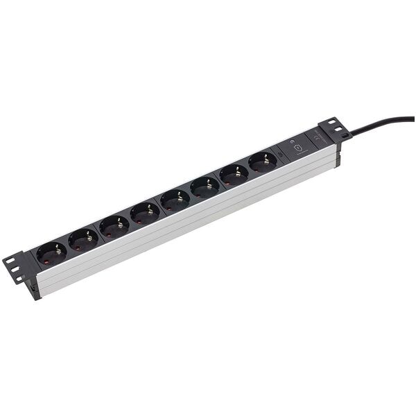 as-Schwabe 8-fach Steckdosenleiste »19 Zoll RACK« schwarz/silber schwarz, 48.3x4.7x4.5 cm Image
