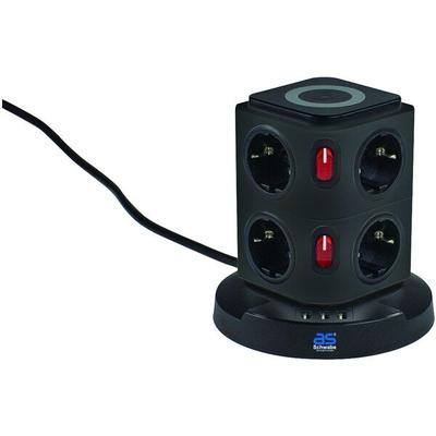 as-Schwabe 8-fach Tischsteckdose »QI-Wireless Ladestation« schwarz schwarz, 15.5x16x15.5 cm Image