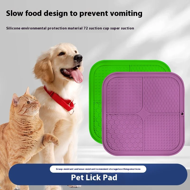 Bol de nourriture lente en Silicone pour animaux de compagnie, tampon à lécher pour chien, plaque à lécher pour chat, Puzzle, fuite, nourriture cachée, coussin de repas pour chat, yaourt