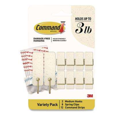 Command Limited Edition Hooks and Clips, Vanilla Bean, 3 lb Capacity, 2 Hooks, 8 Clips and 12 Strips/Pack (MMMVBMHP10ESF)