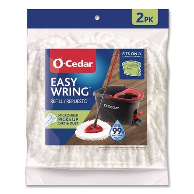O-Cedar EZWring Spin Mop Refill, Patented Microfiber, Custom Size for EZ Wring Mop Systems, White, 2/Pack, 4 Packs/Carton (FHD172385CT)