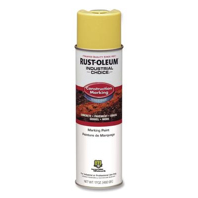 Rust-Oleum Industrial Choice M1400 System Water-Based Construction Marking Paint, Flat High Vis Yellow, 17 oz Aerosol Can, 12/Carton (RST264695)