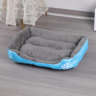 TEMU 1pc Soft & Cozy Cat And Dog Bed With Non-slip Bottom, Rectangular Shape In Blue & Gray, Plush Interior For Small To Large Pets, Machine Washable With Soft Edges, Cats And Dogs Image