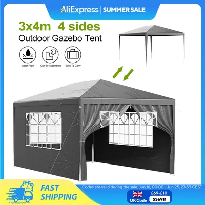 LOEFME 3X4M Outdoor Camping Tent Family Tent House Shelter Waterproof Sun Protection Awning Space Large Gathering Sandbag Tents