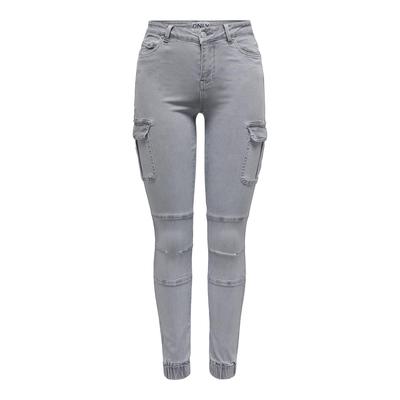 Cargohose ONLY "ONLMISSOURI REG ANK CARGO PNT", Damen, Gr. 36, Länge 30, grau (ultimate grau), Web, Obermaterial: 98% Baumwolle, 2% Elasthan, unifarben, casual, slim fit knöchellang, Hosen, knöchellang mit elastischem Beinabschluss Image