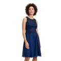 Abendkleid VERA MONT "Vera Mont Abendkleid mit Spitze", Damen, Gr. 34, Normalgrößen, blau (festival blau), Chiffon, Obermaterial: 100% Polyester. Futter: 100% Polyester., festlich, Basic schmal kurz, Rundhals, ohne Ärmel, Kleider, Spitze