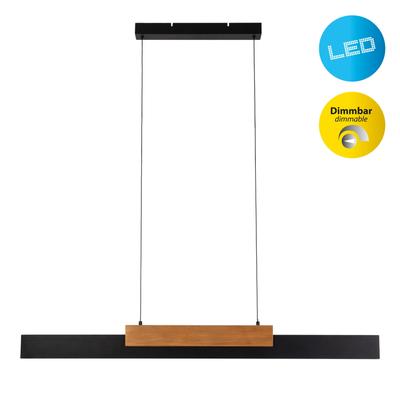 NÄVE LED Pendelleuchte "Wiebke", schwarz (schwarz braun), 1 flammig, H: 150,00cm,, Lampen, mit Holz, dimmbar per Wandschalter, Memoryfunktion, höhenverstellbar Image