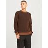 Rundhalspullover JACK & JONES "JJEGLOBE KNIT CREW NECK NOOS", Herren, Gr. S, braun (mocha bisque), Strick, Obermaterial: 100% Baumwolle, meliert, modisch, regular fit taillenbedeckt, Rundhals, Langarm Rippbündchen, Pullover, in Strick Optik