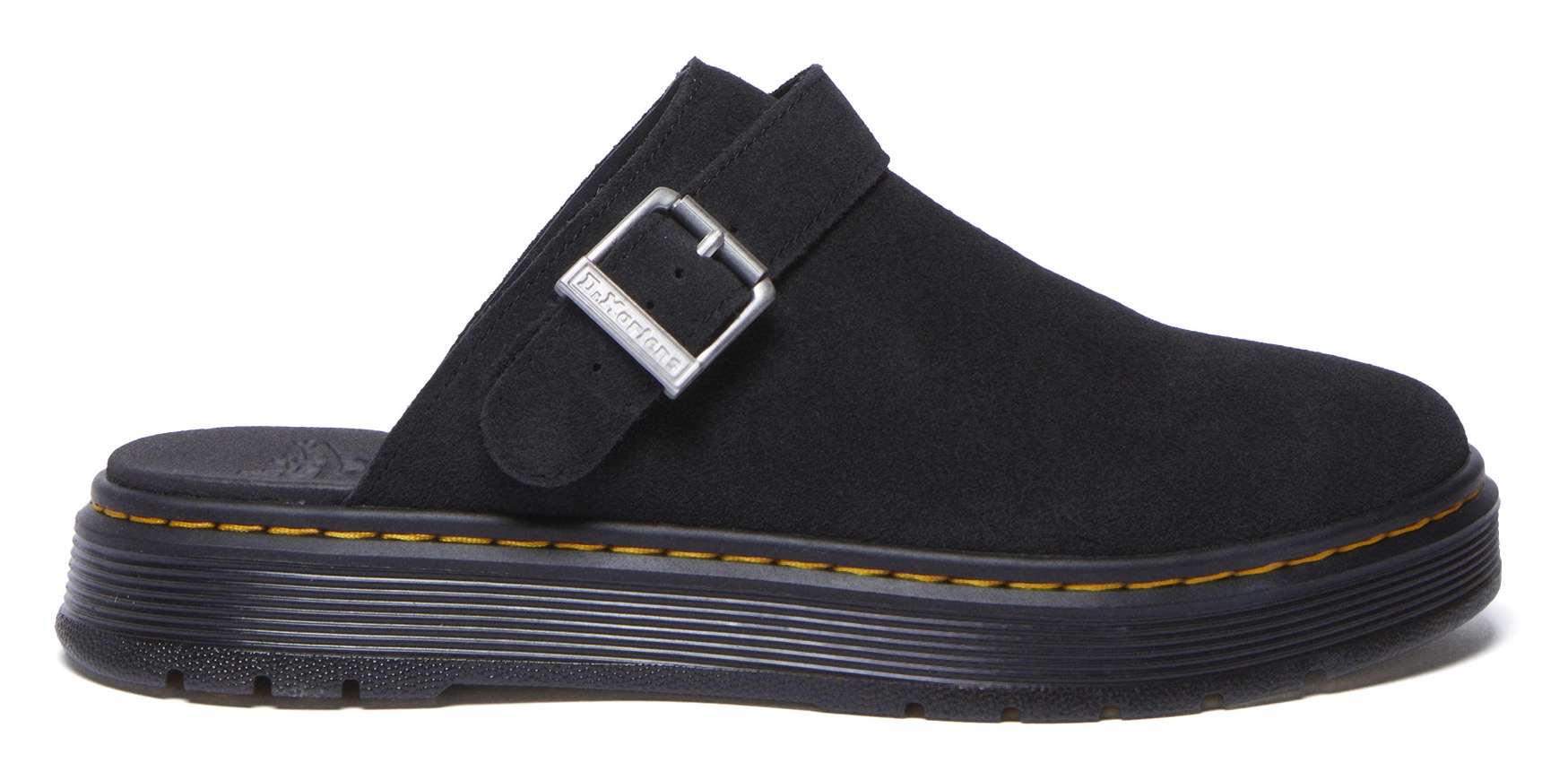 Sabot DR. MARTENS "Brookline BRONX SUEDE", Herren, Gr. 42, schwarz, Veloursleder, Schuhe Sabot, Clog, Hausschuh, Slides mit Plateausohle
