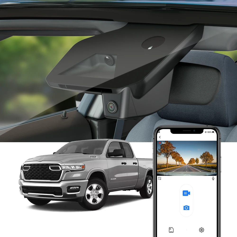FITCAMX 4K-Auto-DVR für 2025 2026 Ram 1500 Tungsten Longhorn, Ultra-HD-Dash-Kamera mit Loop-Aufnahme, G-Sensor, Weitwinkelobjektiv Image