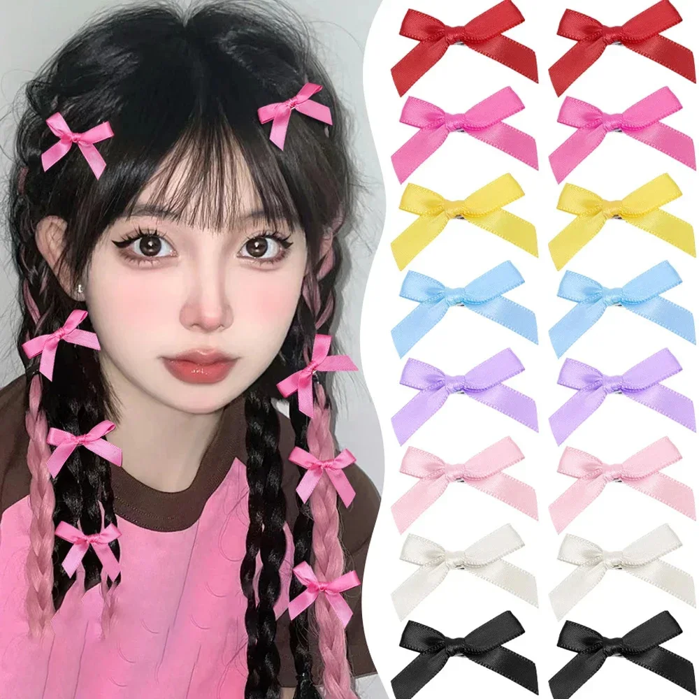5pcs neue Mode mehrfarbige diagonale Schleife Haars pangen süße Mädchen Haarnadeln Haarschmuck Haars pangen Kind Kopfschmuck Image