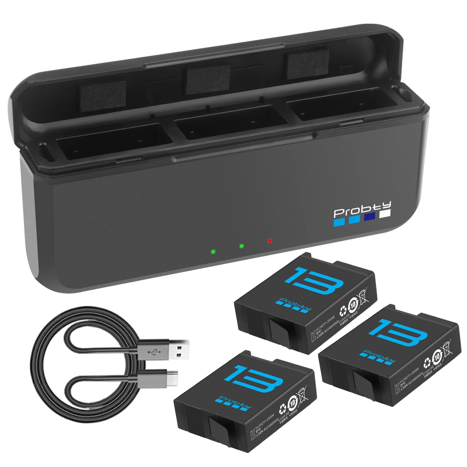 2280 mAh Für GoPro Hero 13 Batterie + 3-Slots Box Ladegerät Für GoPro Hero 13 Schwarz Kamera Zubehör Image