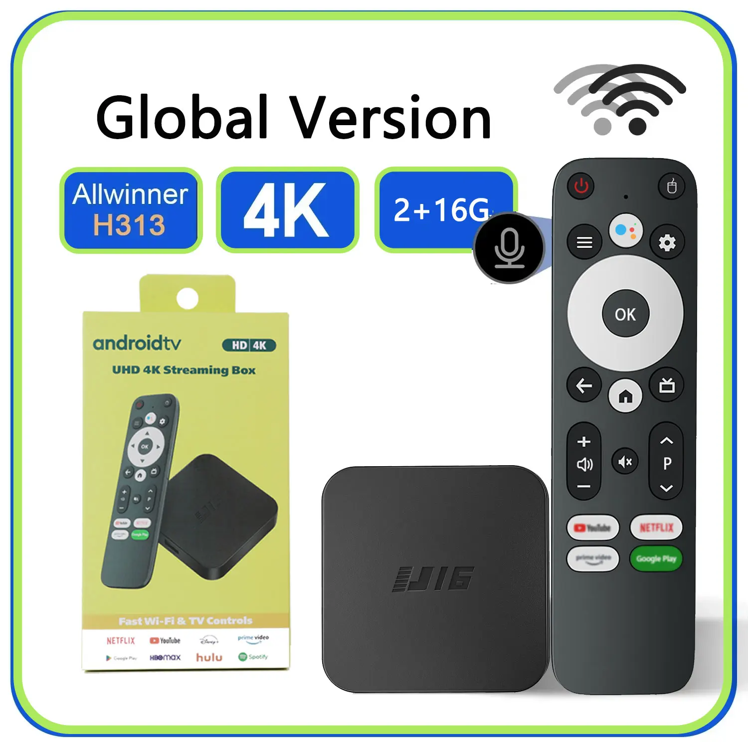 4K Ultra HD Smart TV Box U16 Android 11.0 Allwinner H313 2 GB RAM 16 GB ROM mit Dualband WiFi für Hochgeschwindigkeitsstreaming und Ent Image