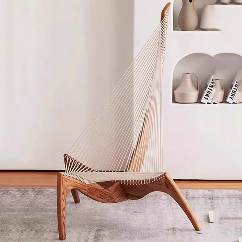 Ultraleichte, faule Wohnzimmerstühle, weiß, italienisch, bequem, modern, nordische Stühle, Lounge Relax, Holz, Fauteuil, Salon, Wohnmöbel Image