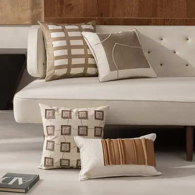 Moderne einfache Stoff Sofa Rückenlehne Kissen weiche Dekoration Designer Modell Zimmer Schlafzimmer Nachttisch Kissenbezug Kissenbezug Image