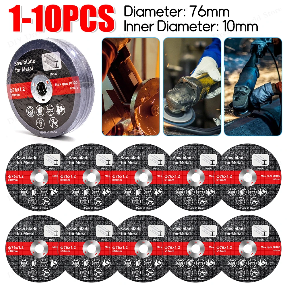 1-10PCS 76mm Trennscheibe Kreisförmige Harz Sägeblatt Winkel Grinder Schleifen Disc für Metall Holz Eisen stahl Bar Schneiden Zubehör Image
