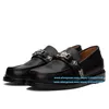 Herrenschuhe aus schwarzem Leder, neuartige Schnallen-Loafer, stilvolle Slip-On-Freizeitschuhe,