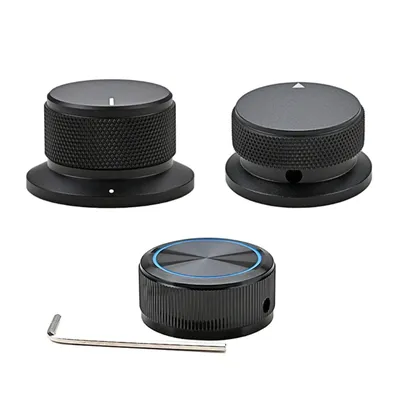 F1FD Black Guitar Knobs Aluminum Potentiometer Control Knurled Knob Volume Control Knob Electric Guitar Knob Screw Type