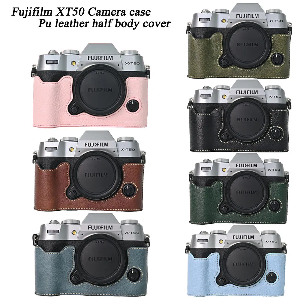 PU Leather Fujifilm XT50 Camera Case Bag Half Body Cover For Fujifilm XT50