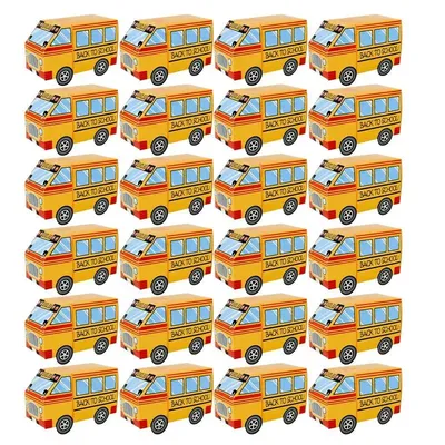 24pcs candy box suitable for back-to-school party gift box cute school bus shape paper snack bag