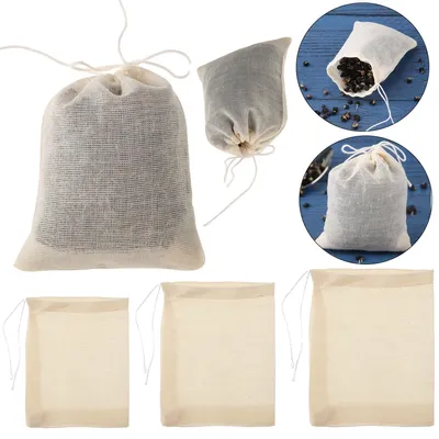 20pcs/Lot Tea Bags Disposable Tea Filter Bags Cotton Gauze Tea Bag with String Heal Seal for Coffee