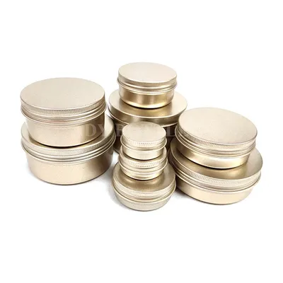 Wholesale 5ml-250ml Double-sided Frosted Gold Aluminum Box Cream Cosmetics Accessories Metal Thread