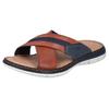 Pantolette RIEKER, Herren, Gr. 46, braun (cognac, denim), Leder, Textil, casual, Schuhe, Sommerschuh, Strandschuh, Hausschuh mit weicher Innensohle