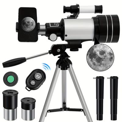 TEMU Professional Astronomical Telescope Night Hd Viewing Spacewith Mobile Phone Holder 2x Lens Eyepiece H20mm H6mm Length 300 Mm