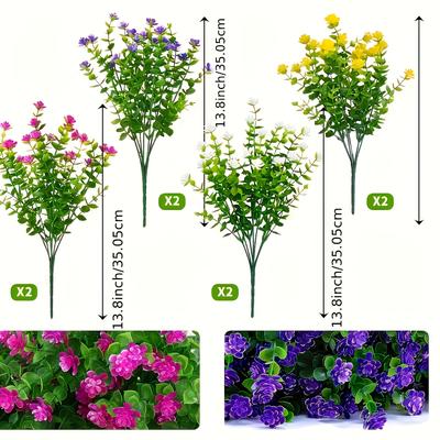 TEMU 8 Bundles Of Artificial Outdoor Simulation Flowers, Uv-resistant Fake Flowers For Outdoor Use, Suitable For Decorating Window Boxes And Hanging Planters On Front . Image