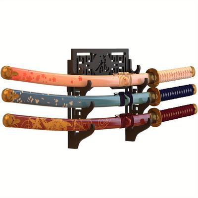 TEMU 4 Tier Sword Holder Wall Mount Display Stand Sword Bracket Hanger For Wakizashi And Standard Swords-dragon