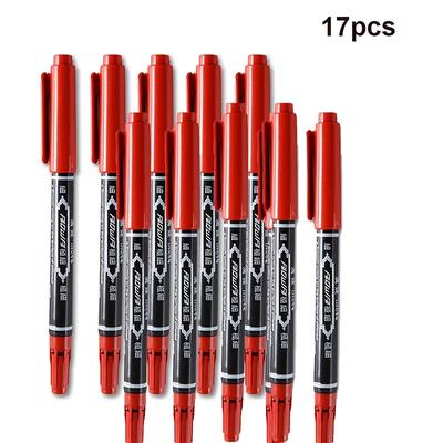 TEMU 17pcs Quick-dry Permanent Marker Pens, Fine Tip, Ink, Plastic Material, Large Capacity For Art And Drawing Image