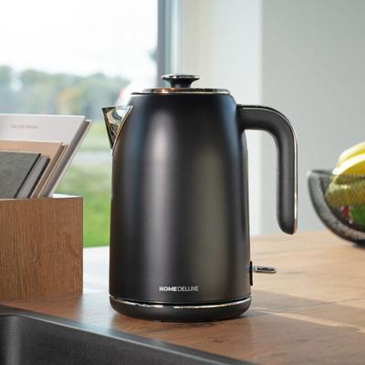 Home Deluxe - Wasserkocher noble - Matt Schwarz 1,5 l 2200 w Rostfreier Edelstahl 360° Basis Image