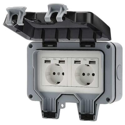 Linghhang - Gartensteckdose Aussensteckdose 16A usb Wandsteckdose Regendichte Ladesteckdose Image