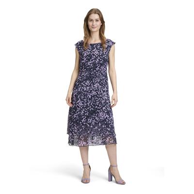 Midikleid BETTY & CO "Betty & Co Midikleid mit Stufen", Damen, Gr. 38, Normalgrößen, dunkelblau, lila, Obermaterial: 100% Polyester. Futter: 100% Polyester., feminin, tailliert lang, Rundhals, ohne Ärmel, Kleider, Form Image