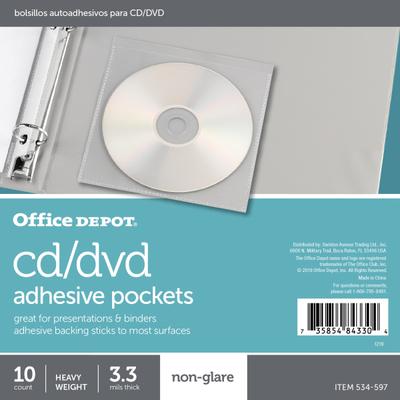 Office Depot Brand Cd/dvd Adhesive Pockets, 6