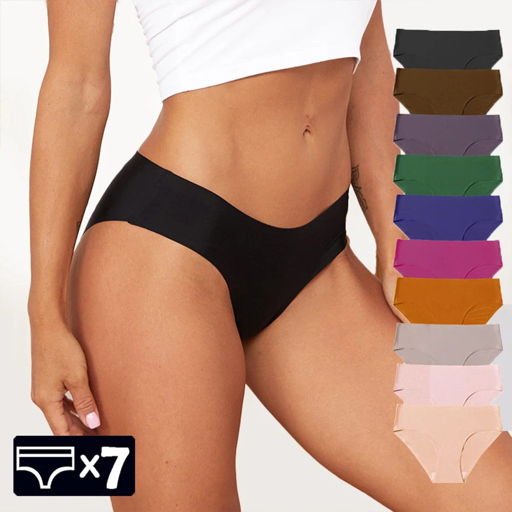 Warme Schritte 7 teile/satz Damen Höschen nahtlose Unterwäsche 7 Regenbogen Farbe Slips sexy Schlüpfer atmungsaktive Höschen M-XXL plus Größe Image