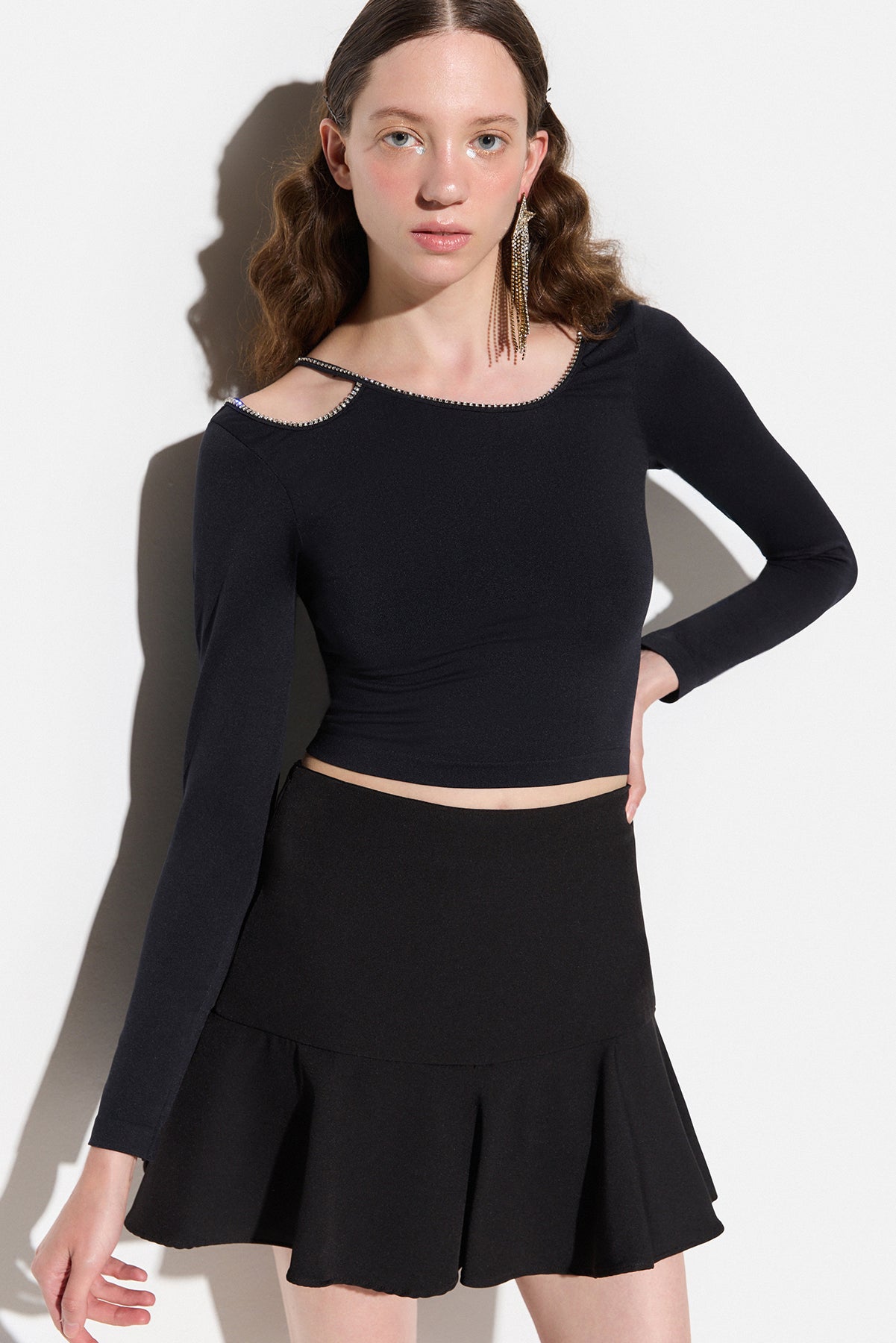 Schulterfreie Verzierte Bluse Image